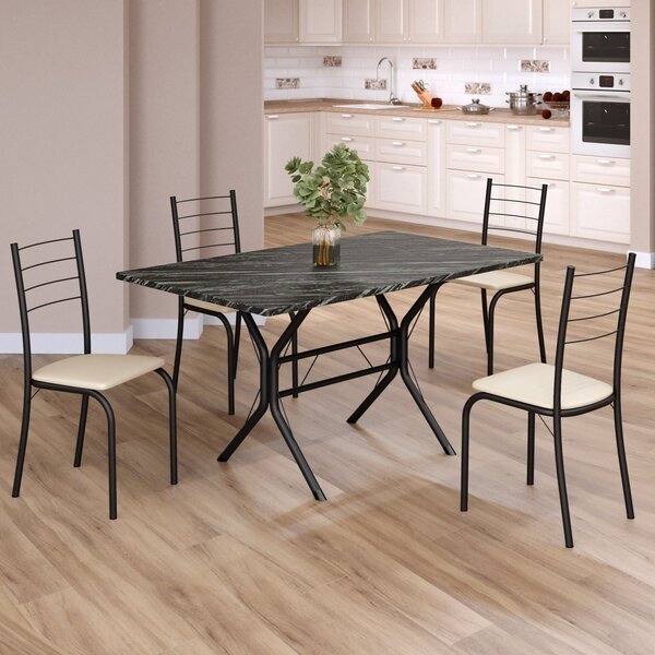 Conjunto Sala De Jantar Mesa Retangular 120x75cm Tampo Ardósi