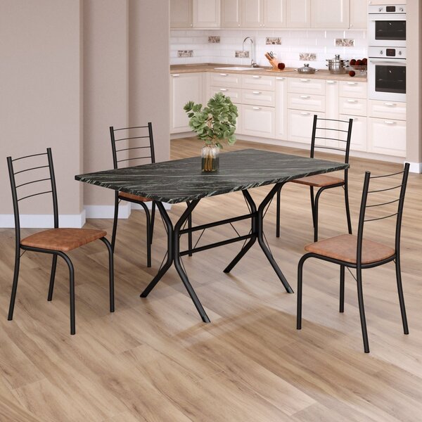 Conjunto Sala De Jantar Mesa Retangular 120x75cm Tampo Ardósi