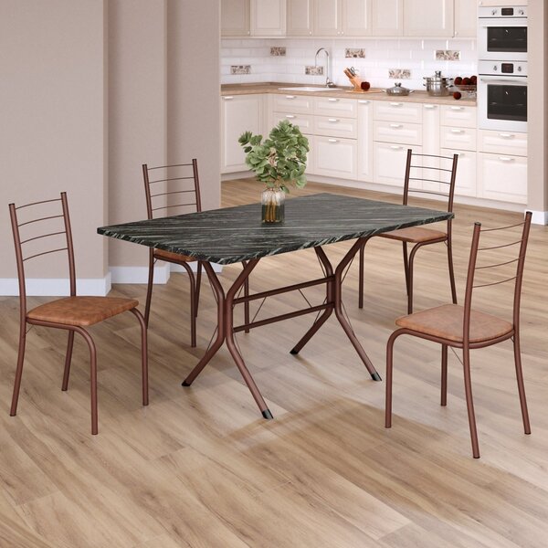 Conjunto Sala De Jantar Mesa Retangular 120x75cm Tampo Ardósi