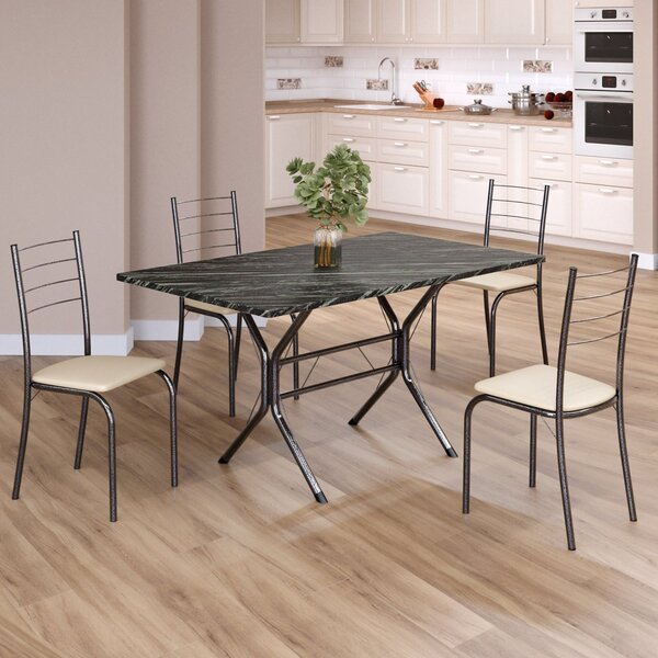 Conjunto Sala De Jantar Mesa Retangular 120x75cm Tampo Ardósi