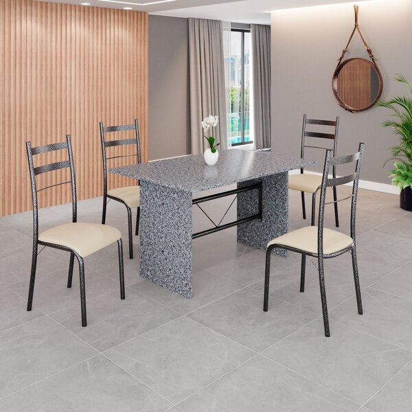 Conjunto Sala De Jantar Mesa Retangular 120x75cm Tampo Granit