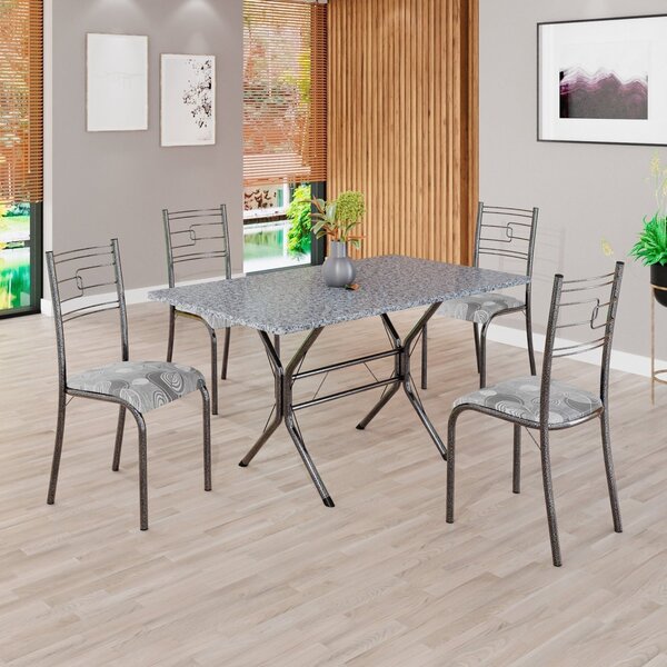 Conjunto Sala De Jantar Mesa Retangular 120x75cm Tampo Granit