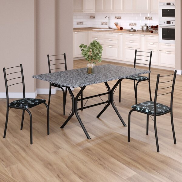 Conjunto Sala De Jantar Mesa Retangular 120x75cm Tampo Granit