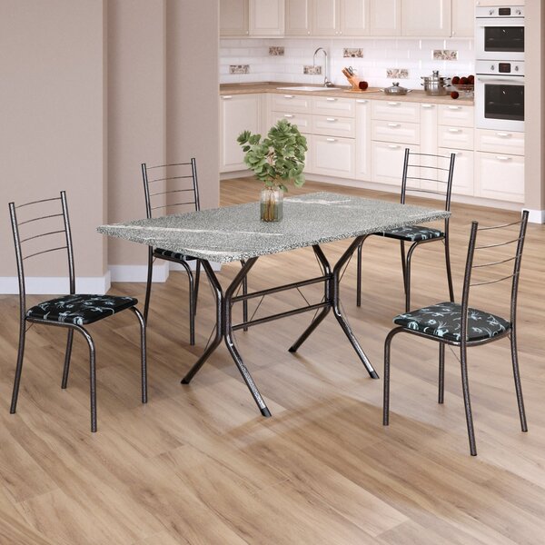 Conjunto Sala De Jantar Mesa Retangular 120x75cm Tampo Granit