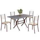 Conjunto Sala De Jantar Mesa Retangular 120x75cm Tampo Granit