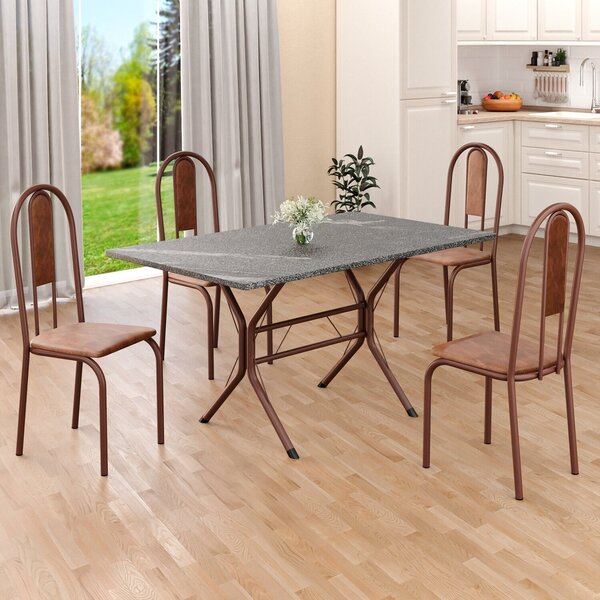 Conjunto Sala De Jantar Mesa Retangular 120x75cm Tampo Granit