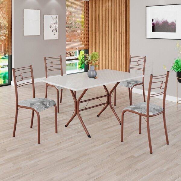 Conjunto Sala De Jantar Mesa Retangular 120x75cm Tampo Madeir