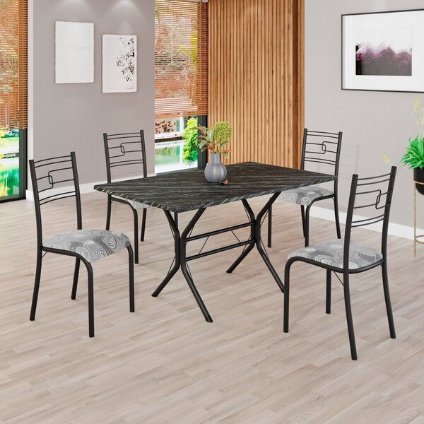 Conjunto Sala De Jantar Mesa Retangular 120x75cm Tampo Madeir