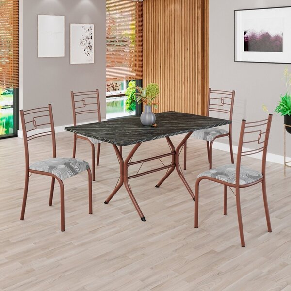 Conjunto Sala De Jantar Mesa Retangular 120x75cm Tampo Madeir