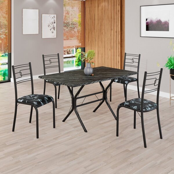 Conjunto Sala De Jantar Mesa Retangular 120x75cm Tampo Madeir