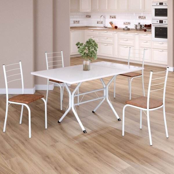 Conjunto Sala De Jantar Mesa Retangular 120x75cm Tampo Madeir