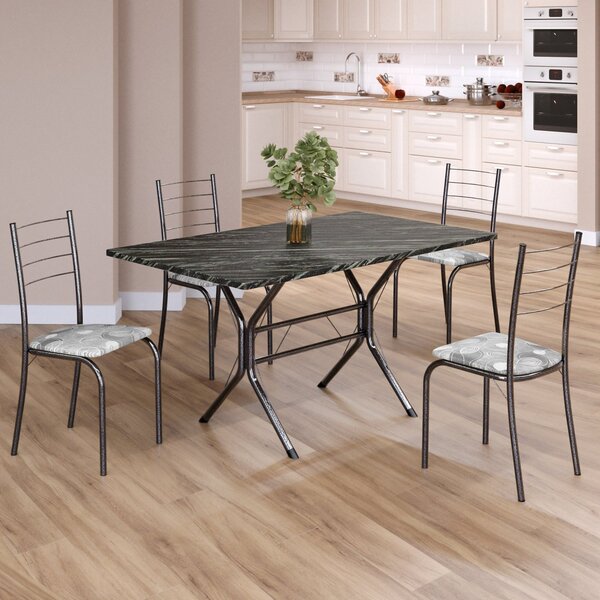 Conjunto Sala De Jantar Mesa Retangular 120x75cm Tampo Madeir