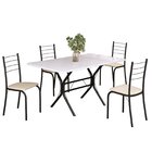 Conjunto Sala De Jantar Mesa Retangular 120x75cm Tampo Madeir