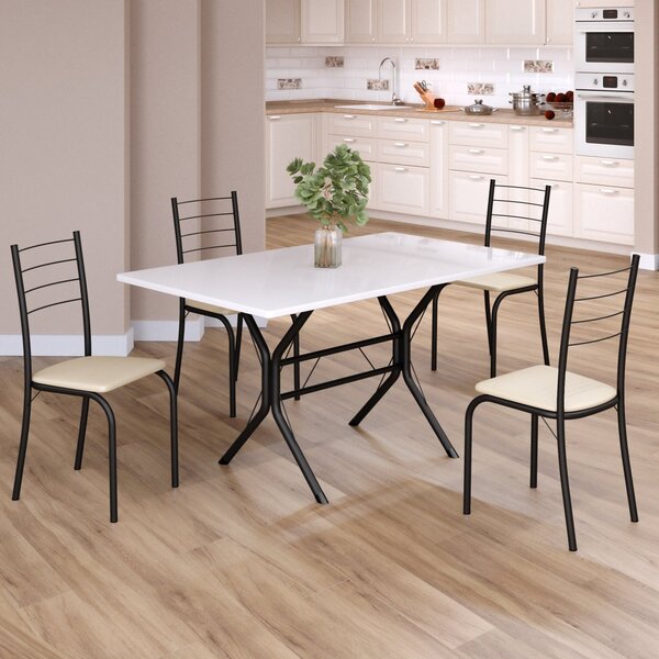 Conjunto Sala De Jantar Mesa Retangular 120x75cm Tampo Madeir