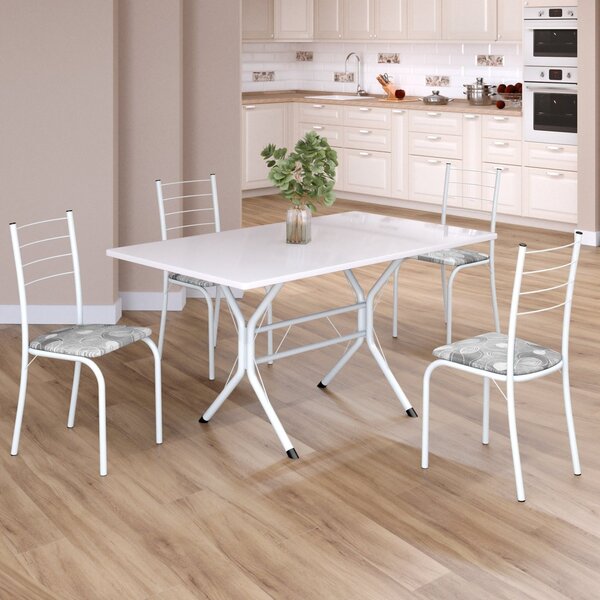 Conjunto Sala De Jantar Mesa Retangular 120x75cm Tampo Madeir