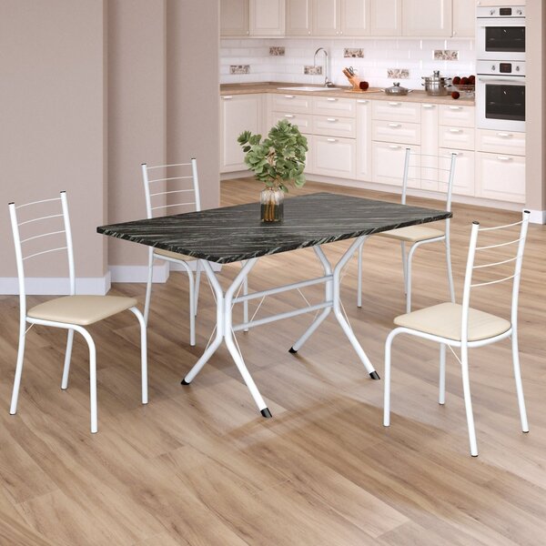 Conjunto Sala De Jantar Mesa Retangular 120x75cm Tampo Madeir