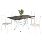 Conjunto Sala De Jantar Mesa Retangular 120x75cm Tampo Madeir