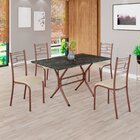 Conjunto Sala De Jantar Mesa Retangular 120x75cm Tampo Pedra