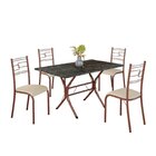 Conjunto Sala De Jantar Mesa Retangular 120x75cm Tampo Pedra