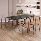 Conjunto Sala De Jantar Mesa Retangular 140x75cm Tampo Ardósi