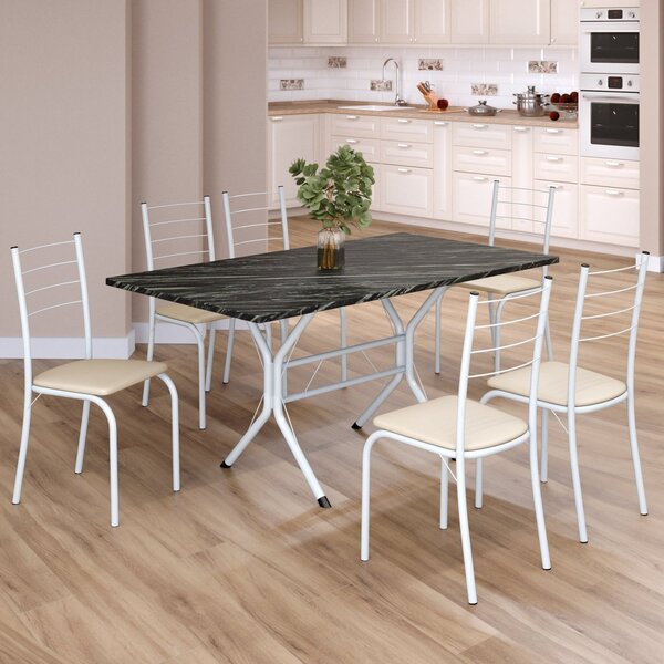 Conjunto Sala De Jantar Mesa Retangular 140x75cm Tampo Ardósi