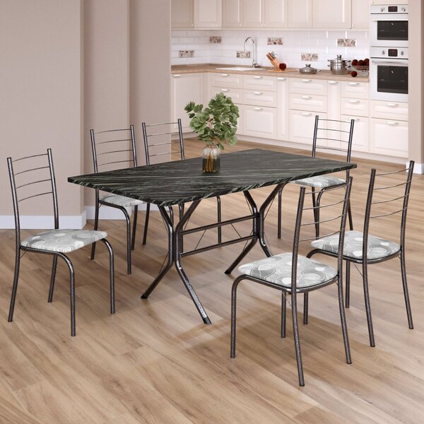 Conjunto Sala De Jantar Mesa Retangular 140x75cm Tampo Ardósi