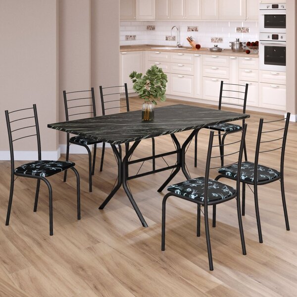 Conjunto Sala De Jantar Mesa Retangular 140x75cm Tampo Ardósi