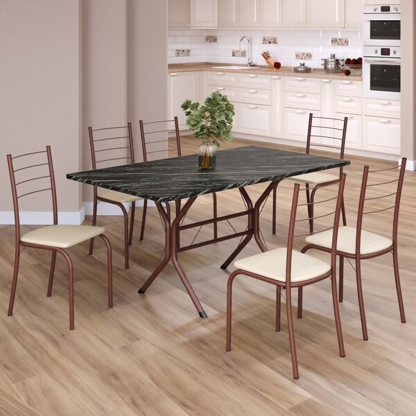 Conjunto Sala De Jantar Mesa Retangular 140x75cm Tampo Ardósi