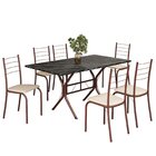 Conjunto Sala De Jantar Mesa Retangular 140x75cm Tampo Ardósi