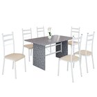 Conjunto Sala De Jantar Mesa Retangular 140x75cm Tampo Granit