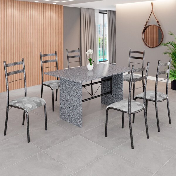 Conjunto Sala De Jantar Mesa Retangular 140x75cm Tampo Granit