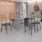 Conjunto Sala De Jantar Mesa Retangular 140x75cm Tampo Granit