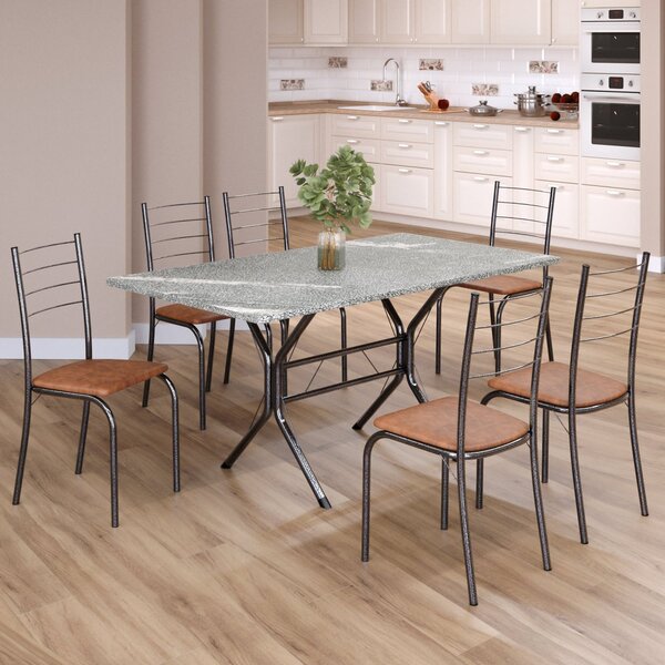 Conjunto Sala De Jantar Mesa Retangular 140x75cm Tampo Granit