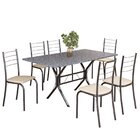 Conjunto Sala De Jantar Mesa Retangular 140x75cm Tampo Granit
