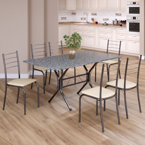 Conjunto Sala De Jantar Mesa Retangular 140x75cm Tampo Granit