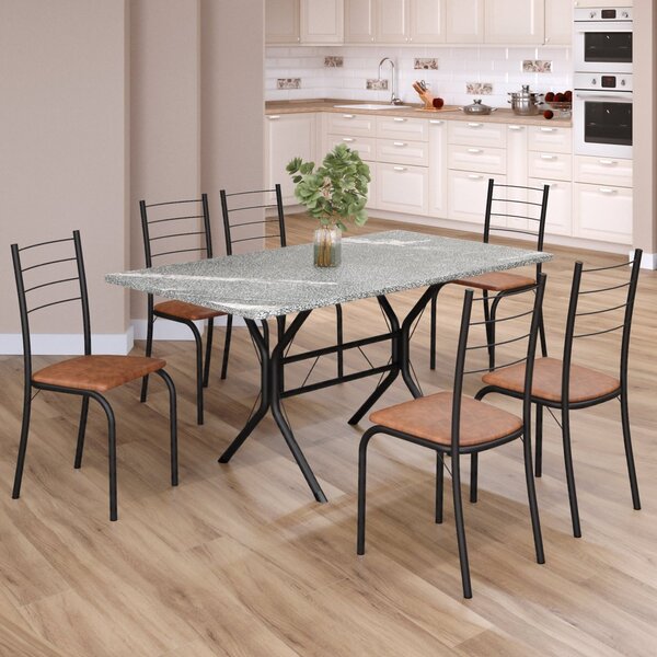 Conjunto Sala De Jantar Mesa Retangular 140x75cm Tampo Granit