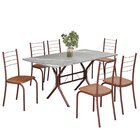 Conjunto Sala De Jantar Mesa Retangular 140x75cm Tampo Granit