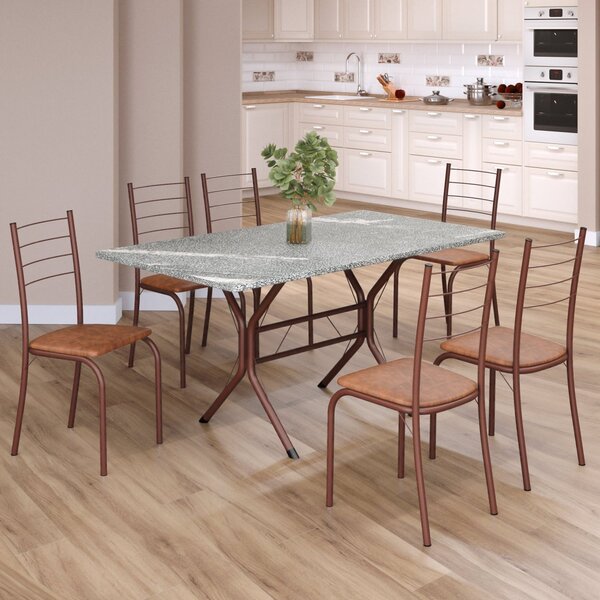 Conjunto Sala De Jantar Mesa Retangular 140x75cm Tampo Granit