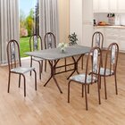 Conjunto Sala De Jantar Mesa Retangular 140x75cm Tampo Granit