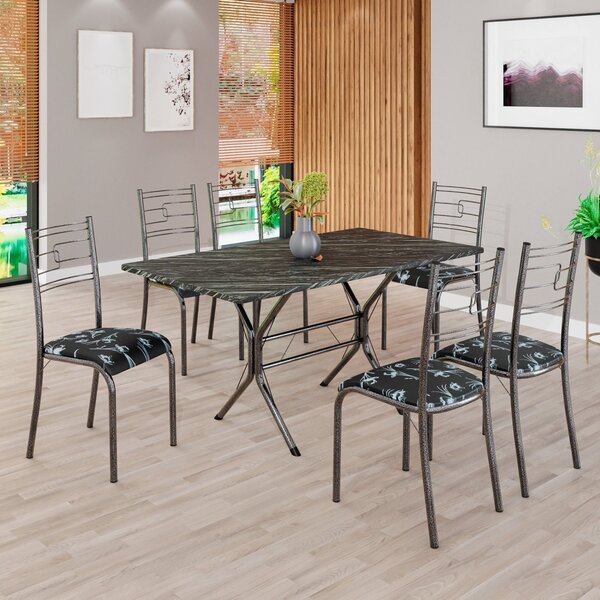 Conjunto Sala De Jantar Mesa Retangular 140x75cm Tampo Madeir