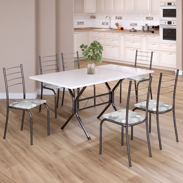 Conjunto Sala De Jantar Mesa Retangular 140x75cm Tampo Madeir