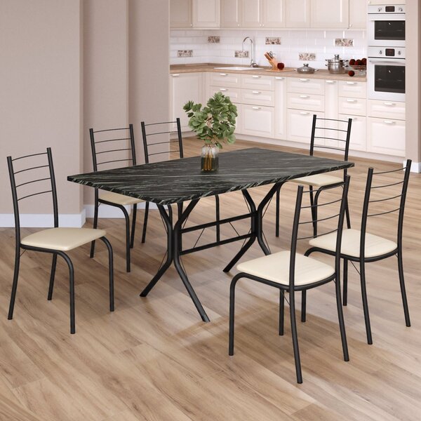 Conjunto Sala De Jantar Mesa Retangular 140x75cm Tampo Madeir