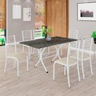 Conjunto Sala De Jantar Mesa Retangular 140x75cm Tampo Pedra