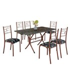 Conjunto Sala De Jantar Mesa Retangular 140x75cm Tampo Pedra