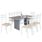 Conjunto Sala De Jantar Mesa Retangular 180x75cm Tampo Granit