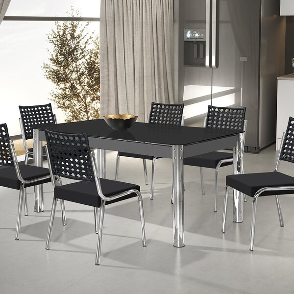 Conjunto Sala De Jantar Mesa Retangular Com 6 Cadeiras Natani