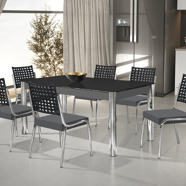 Conjunto Sala De Jantar Mesa Retangular Com 6 Cadeiras Natani