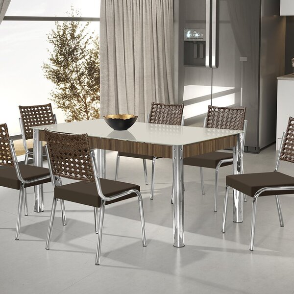 Conjunto Sala De Jantar Mesa Retangular Com 6 Cadeiras Natani