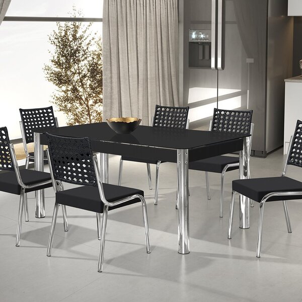 Conjunto Sala De Jantar Mesa Retangular Com 6 Cadeiras Natani