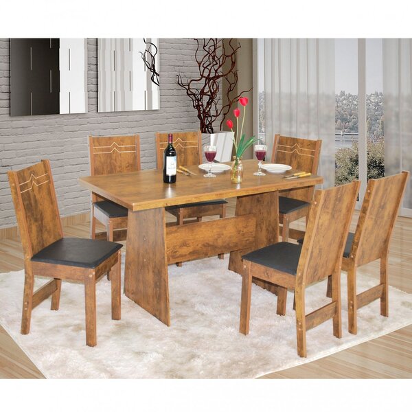 Conjunto Sala De Jantar Mesa Retangular Destak Com 6 Cadeiras